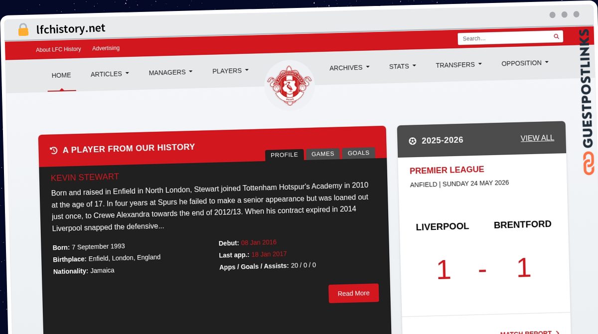 Publish Guest Post on lfchistory.net