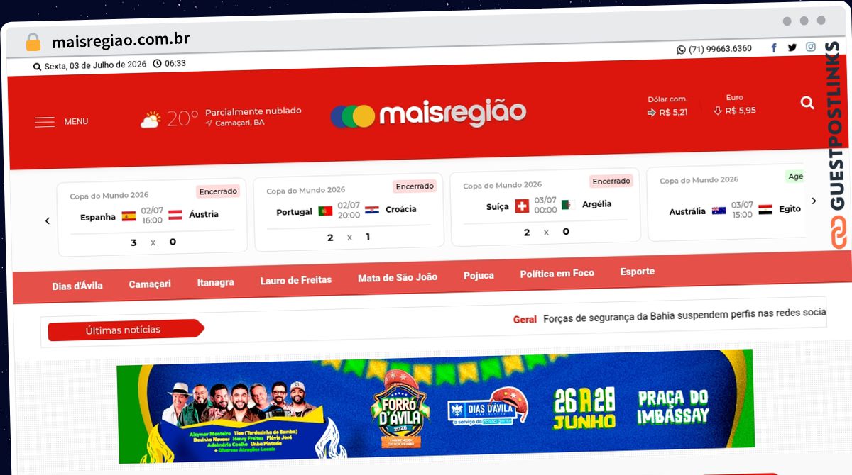 Publish Guest Post on maisregiao.com.br