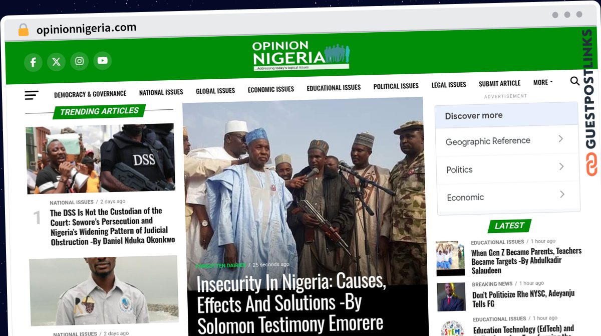 Publish Guest Post on opinionnigeria.com