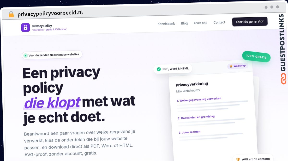 Publish Guest Post on privacypolicyvoorbeeld.nl