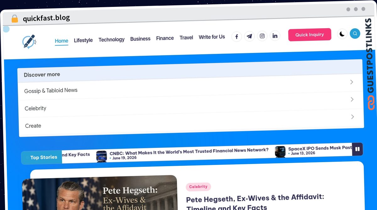 Publish Guest Post on quickfast.blog