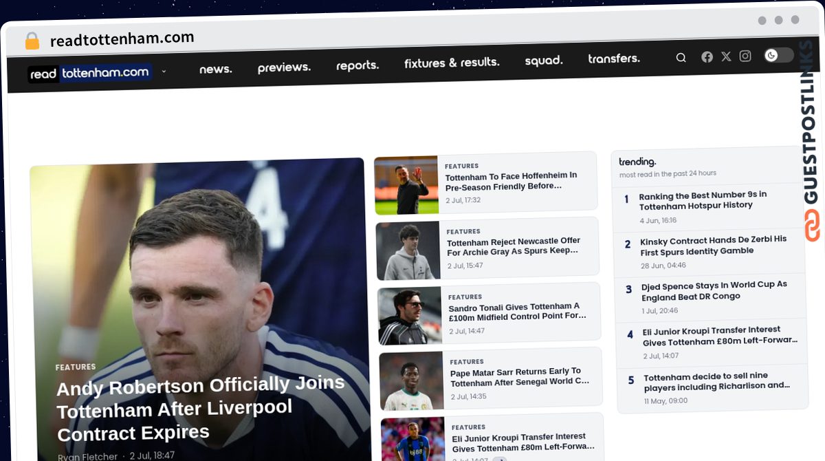 Publish Guest Post on readtottenham.com