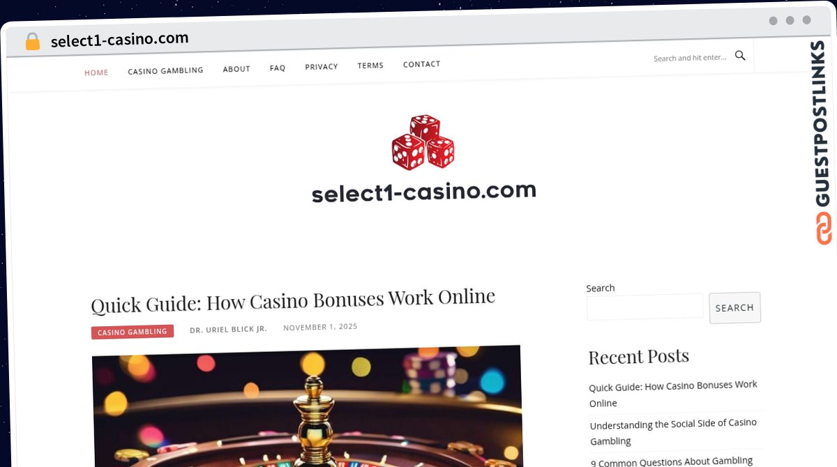 Publish Guest Post on select1-casino.com