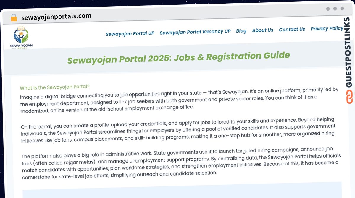 Publish Guest Post on sewayojanportals.com