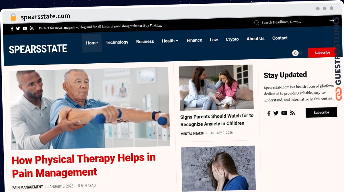 Publish Guest Post on spearsstate.com