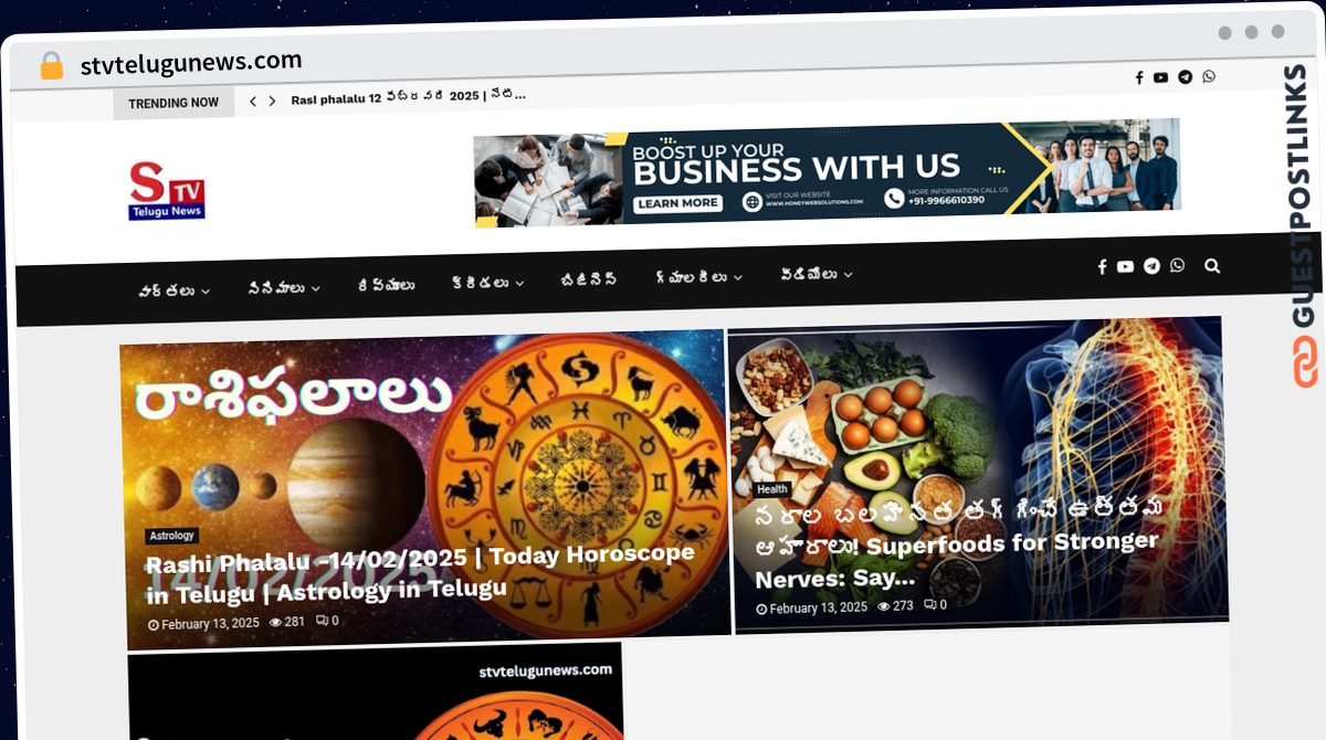 Publish Guest Post on stvtelugunews.com