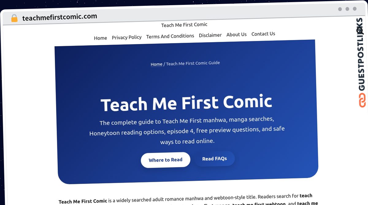 Publish Guest Post on teachmefirstcomic.com
