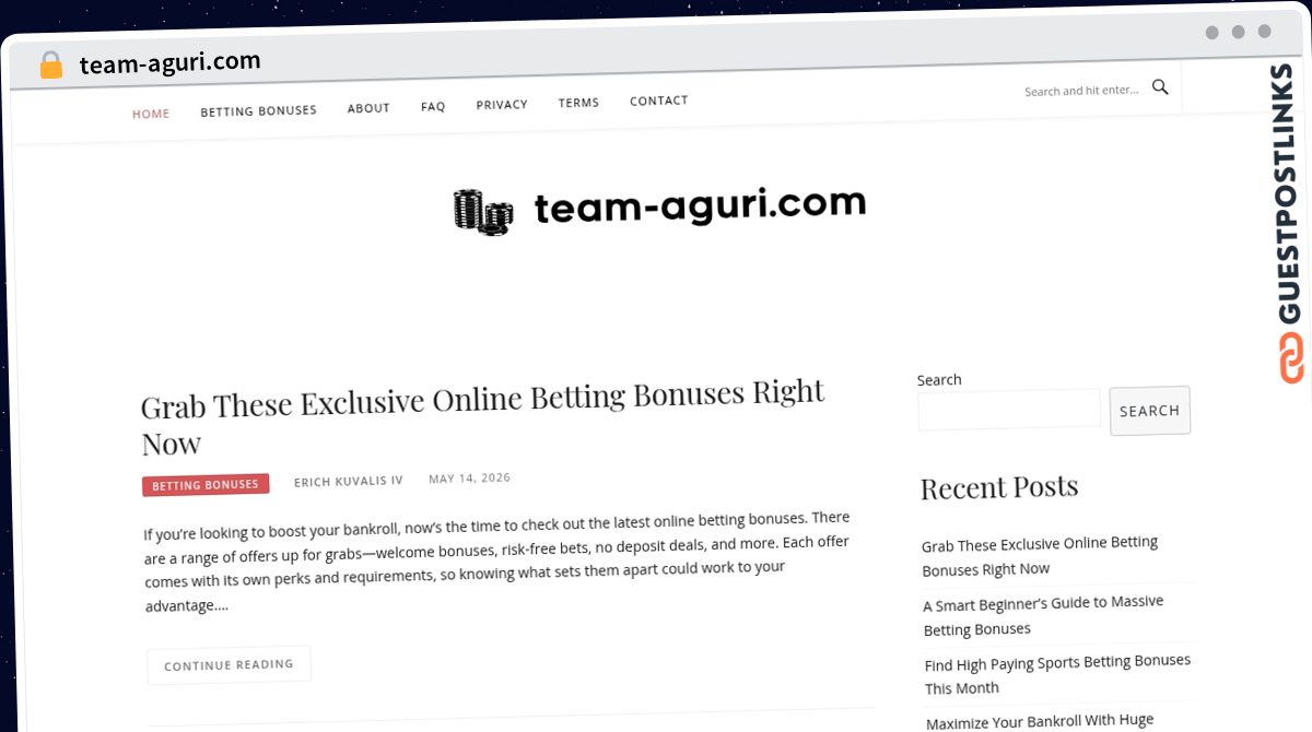 Publish Guest Post on team-aguri.com