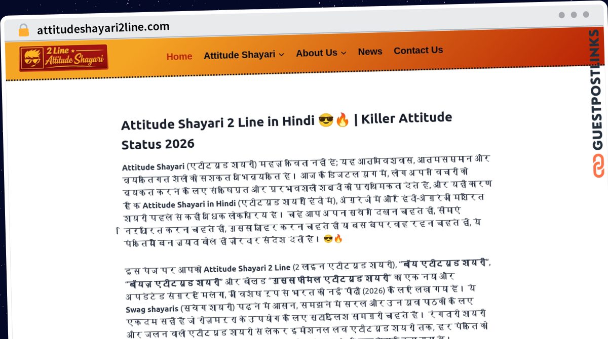 Publish Guest Post on attitudeshayari2line.com