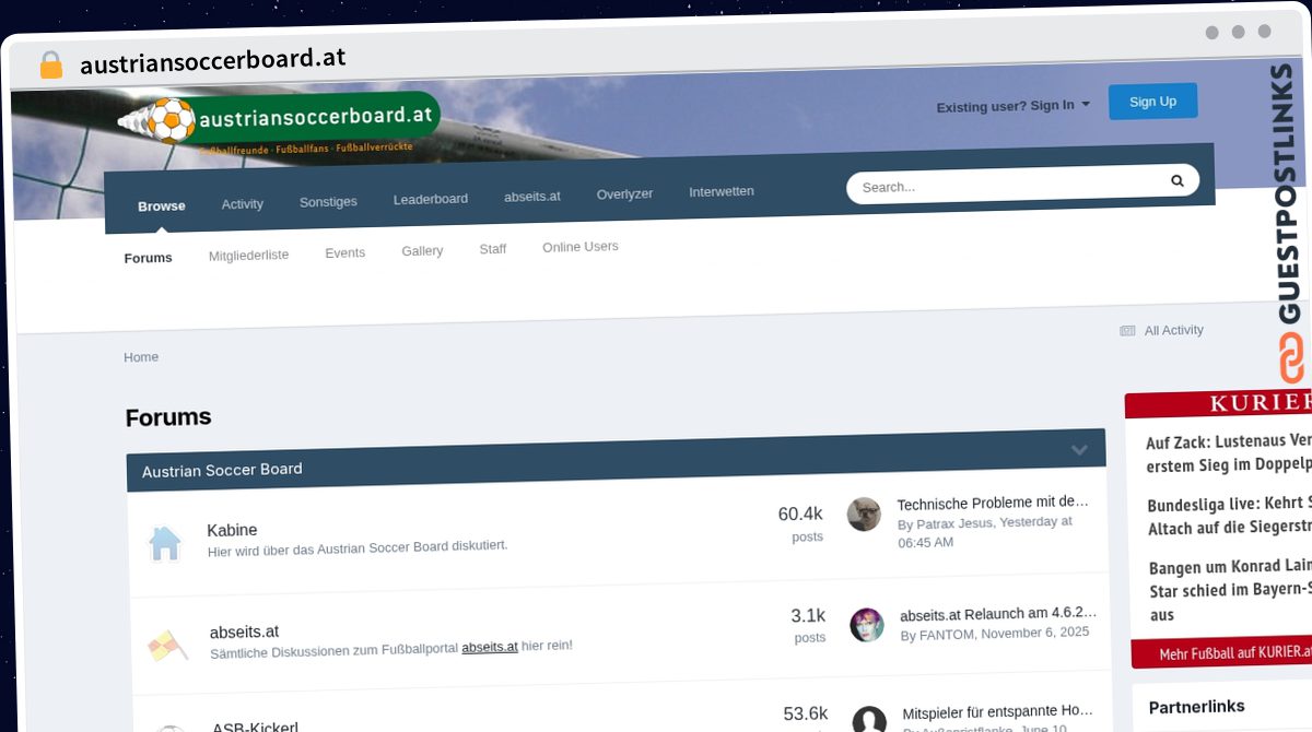 Publish Guest Post on austriansoccerboard.at