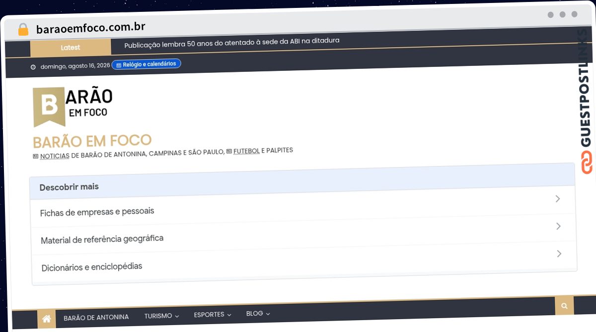 Publish Guest Post on baraoemfoco.com.br