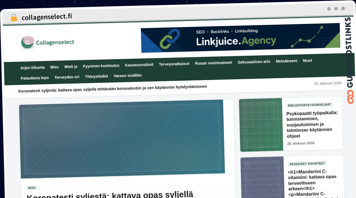 Publish Guest Post on collagenselect.fi