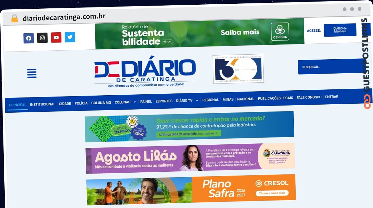 Publish Guest Post on diariodecaratinga.com.br