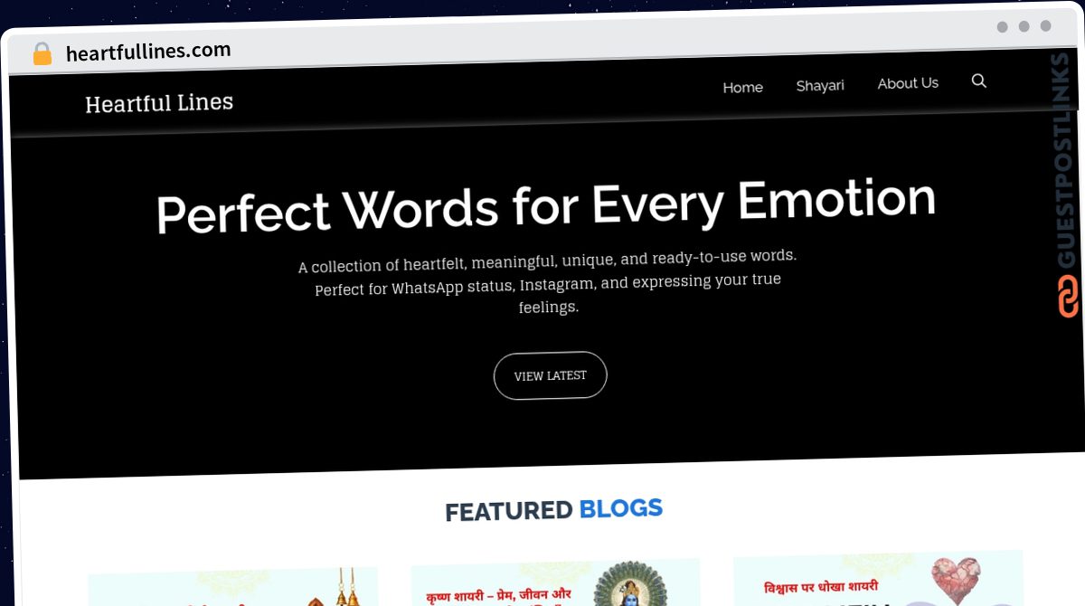Publish Guest Post on heartfullines.com