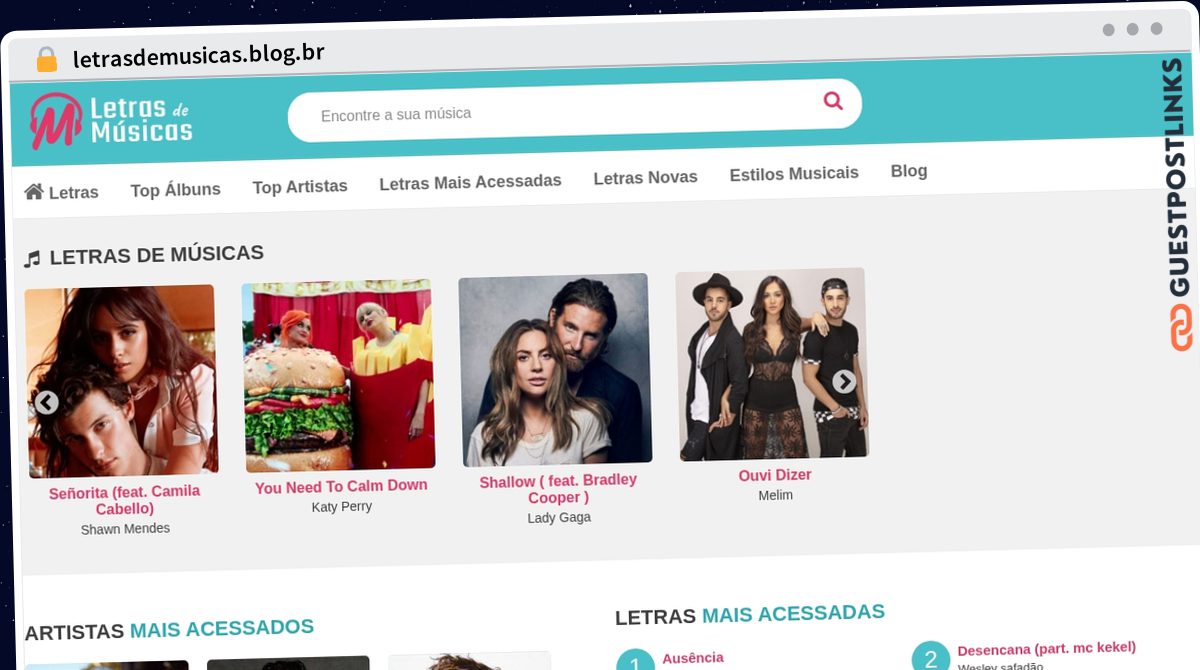 Publish Guest Post on letrasdemusicas.blog.br