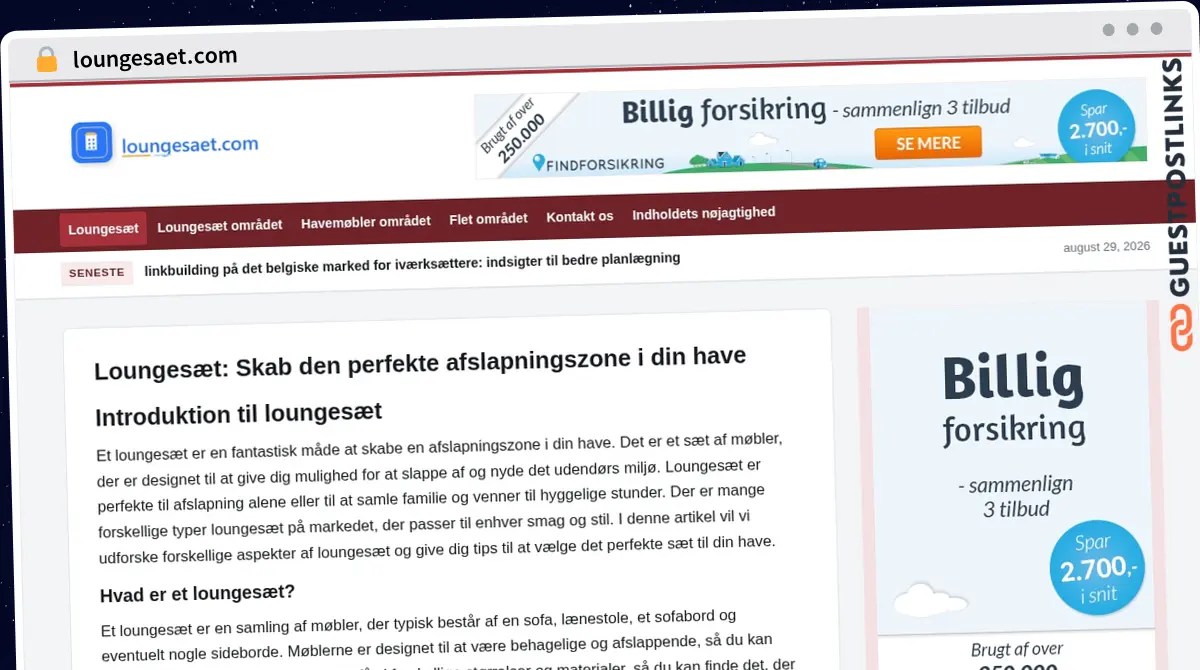Publish Guest Post on loungesaet.com