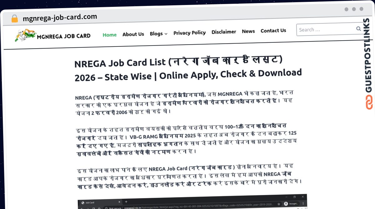 Publish Guest Post on mgnrega-job-card.com