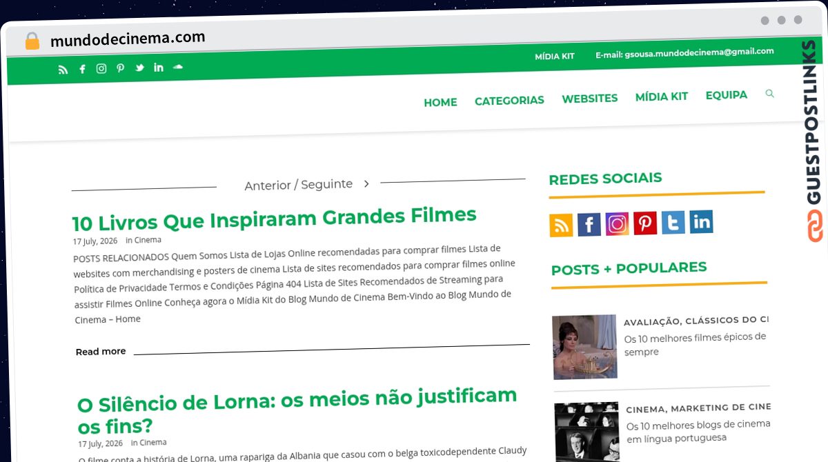 Publish Guest Post on mundodecinema.com