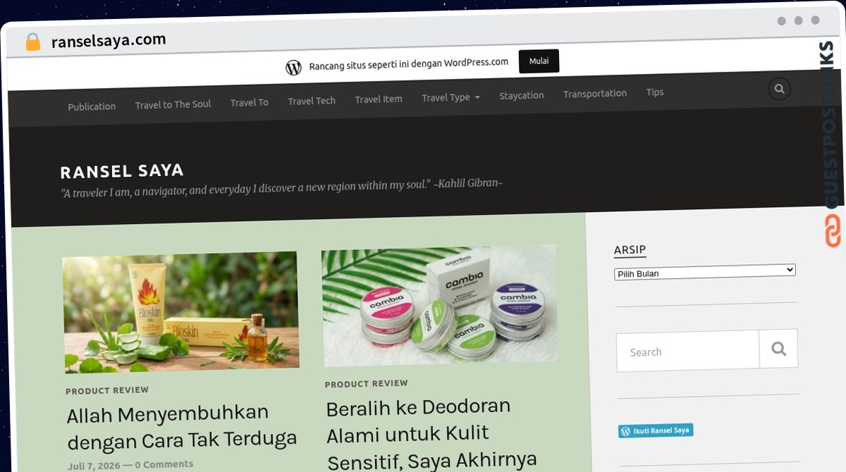 Publish Guest Post on ranselsaya.com