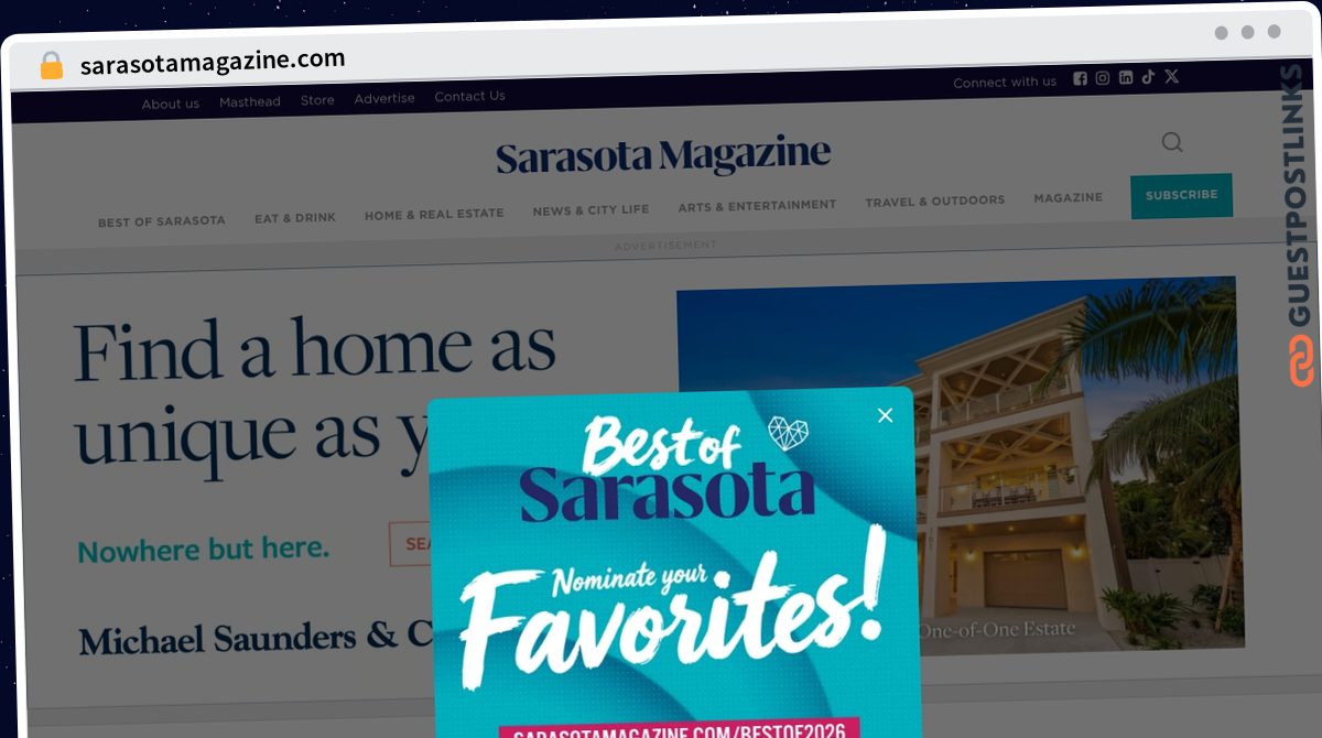 Publish Guest Post on sarasotamagazine.com