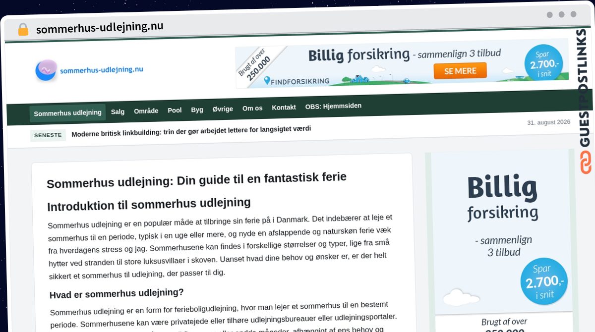 Publish Guest Post on sommerhus-udlejning.nu