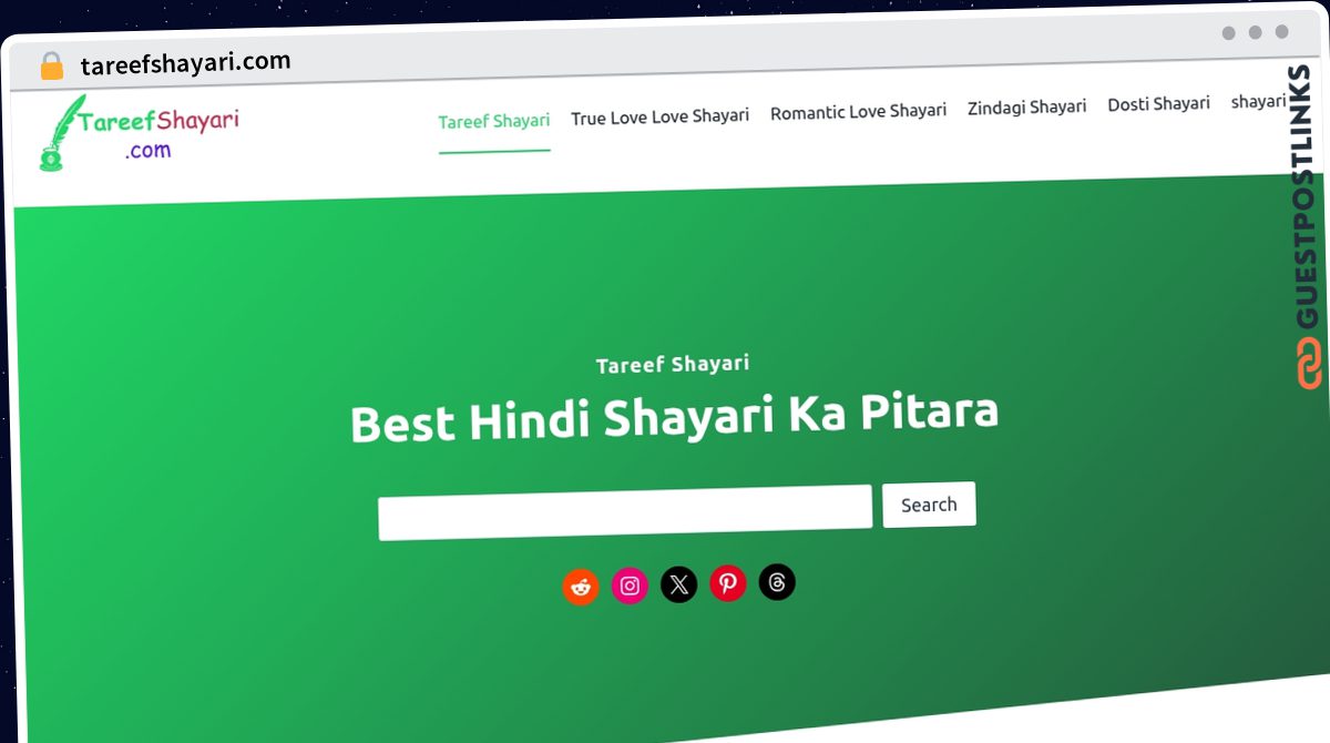Publish Guest Post on tareefshayari.com