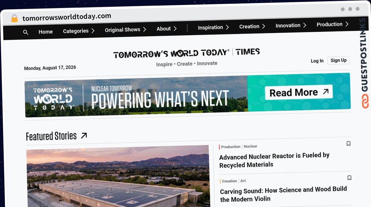 Publish Guest Post on tomorrowsworldtoday.com