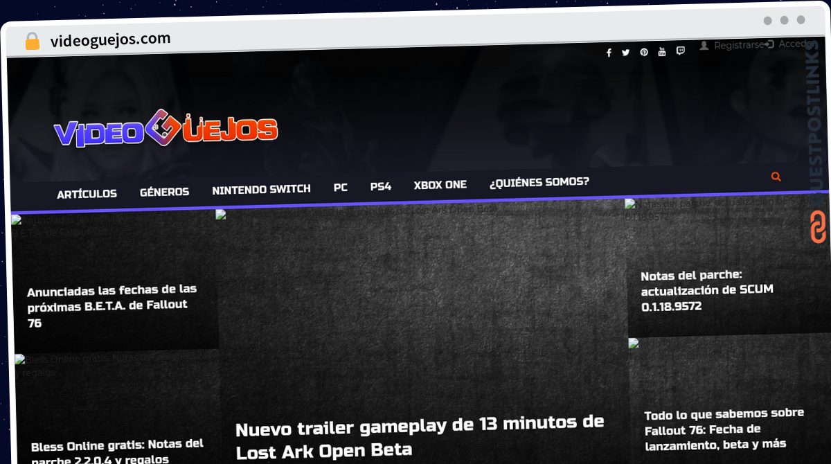 Publish Guest Post on videoguejos.com