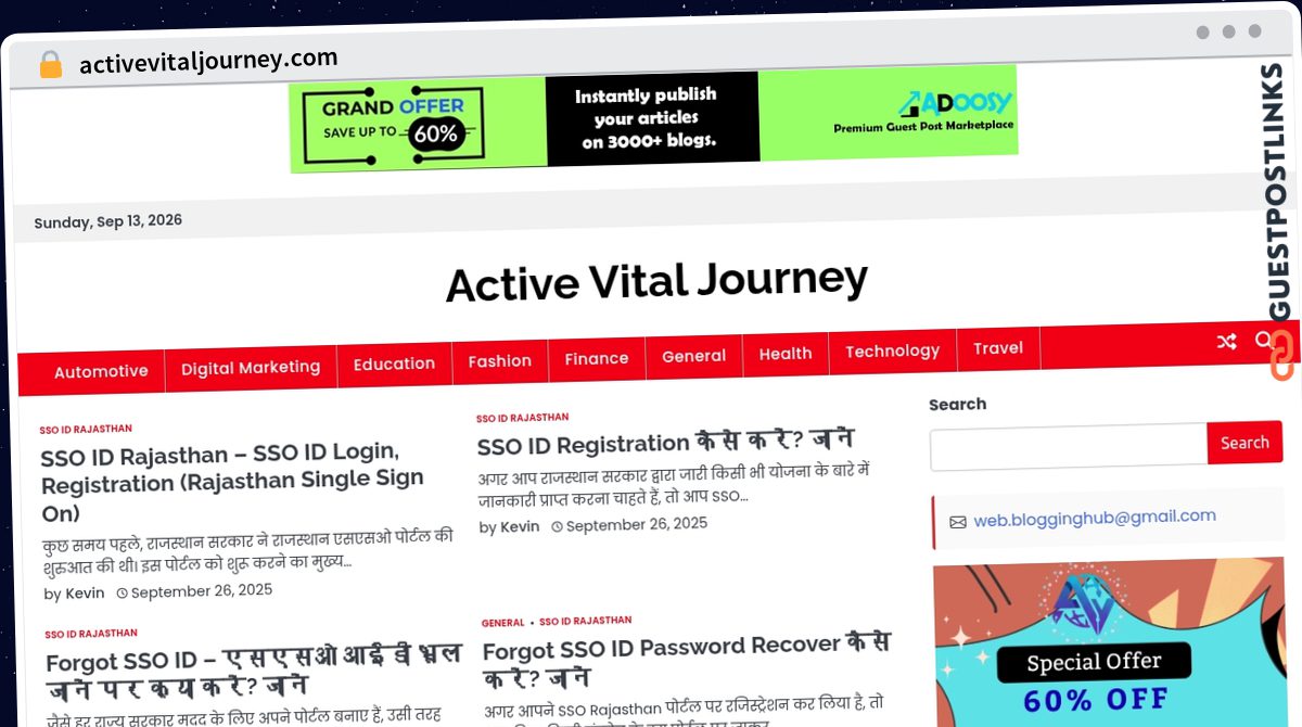Publish Guest Post on activevitaljourney.com