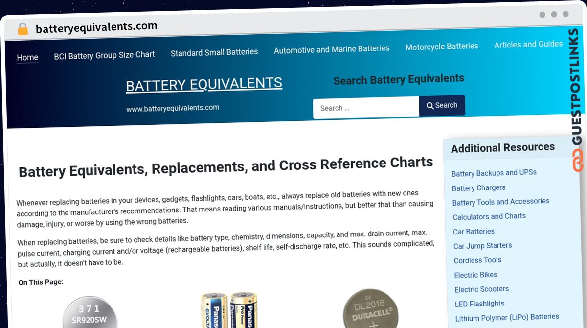 Publish Guest Post on batteryequivalents.com