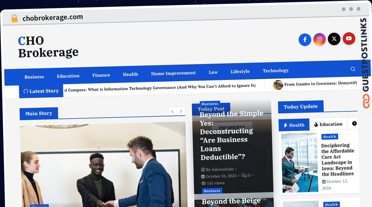 Publish Guest Post on chobrokerage.com