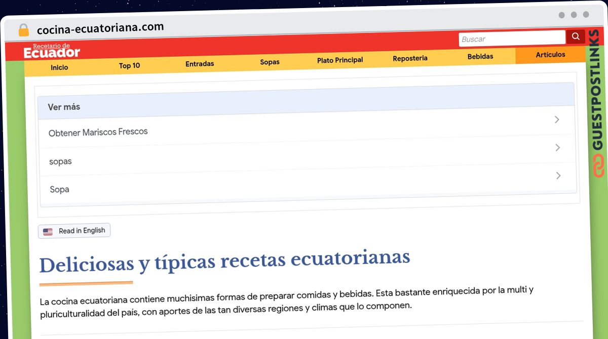 Publish Guest Post on cocina-ecuatoriana.com