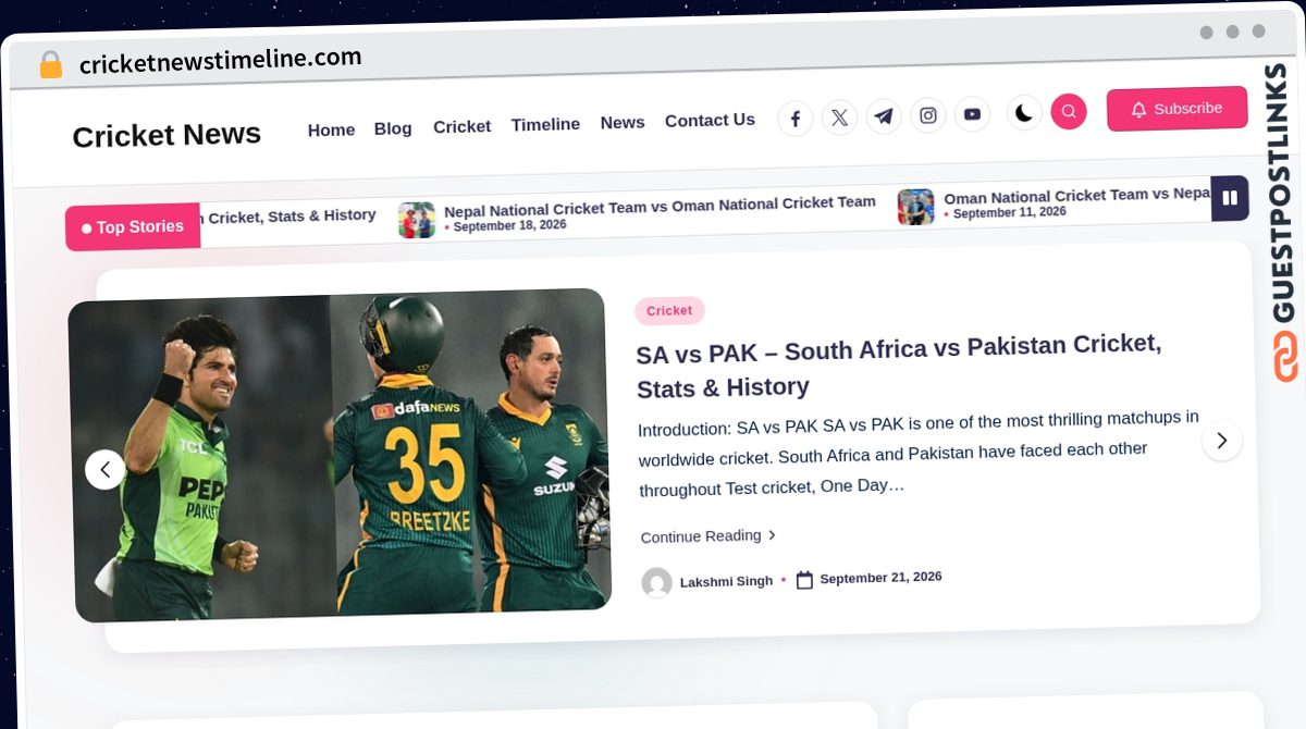 Publish Guest Post on cricketnewstimeline.com