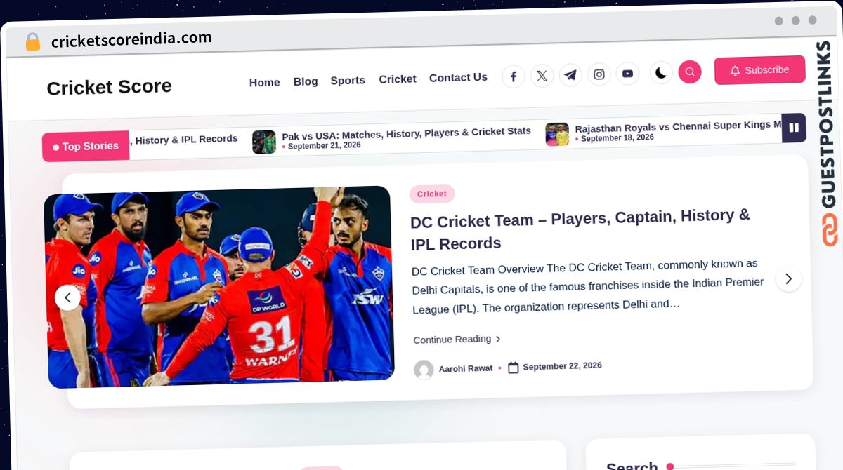 Publish Guest Post on cricketscoreindia.com