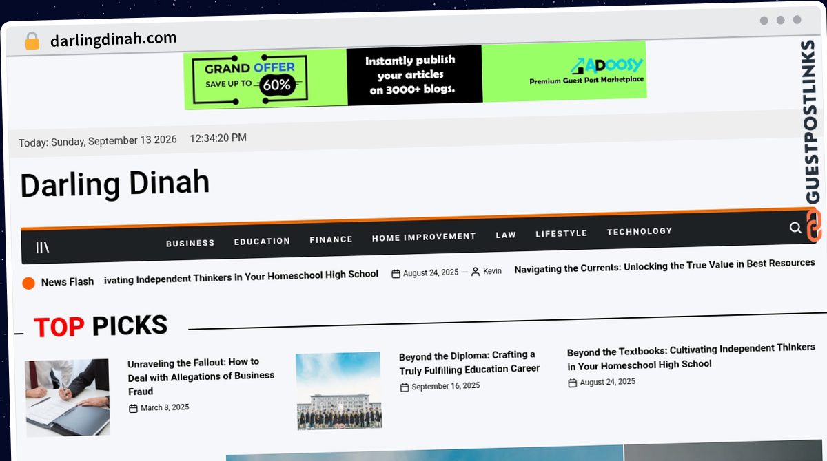 Publish Guest Post on darlingdinah.com