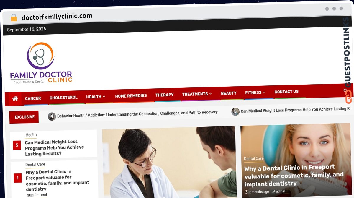 Publish Guest Post on doctorfamilyclinic.com