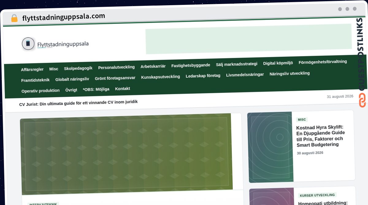 Publish Guest Post on flyttstadninguppsala.com