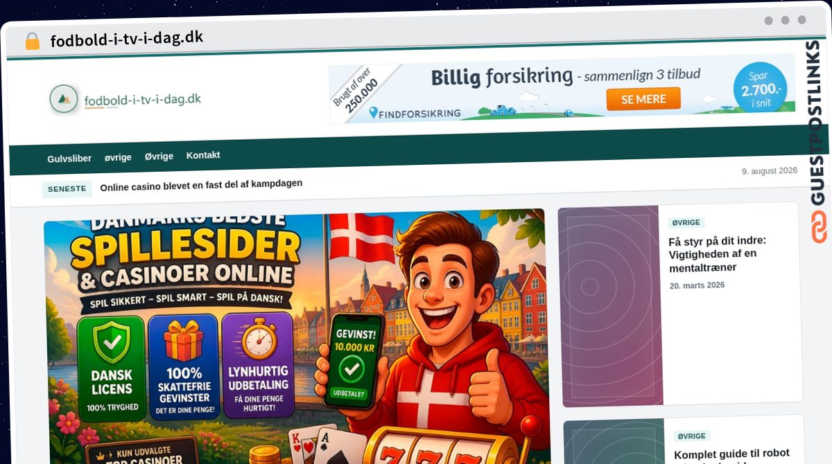 Publish Guest Post on fodbold-i-tv-i-dag.dk