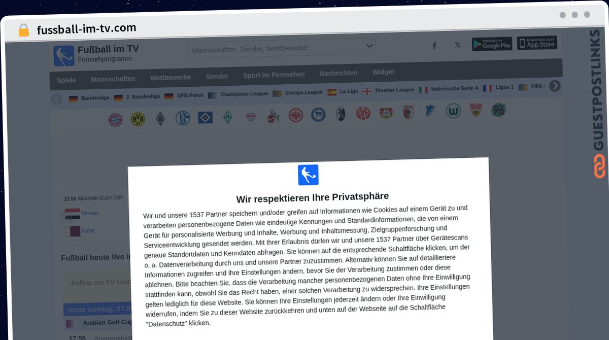 Publish Guest Post on fussball-im-tv.com