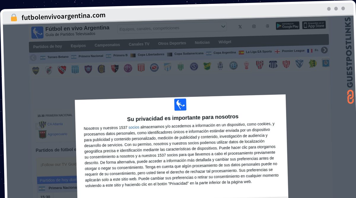 Publish Guest Post on futbolenvivoargentina.com