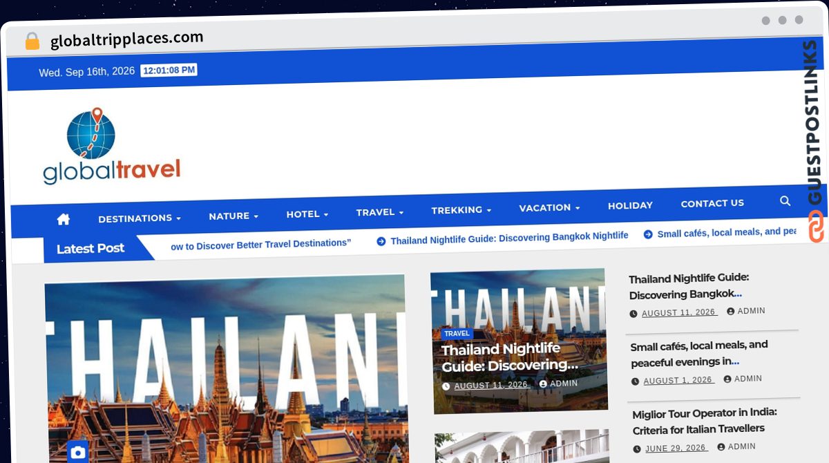 Publish Guest Post on globaltripplaces.com