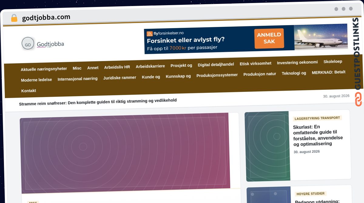 Publish Guest Post on godtjobba.com