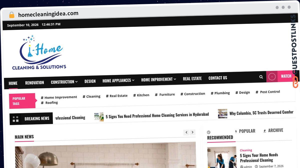Publish Guest Post on homecleaningidea.com