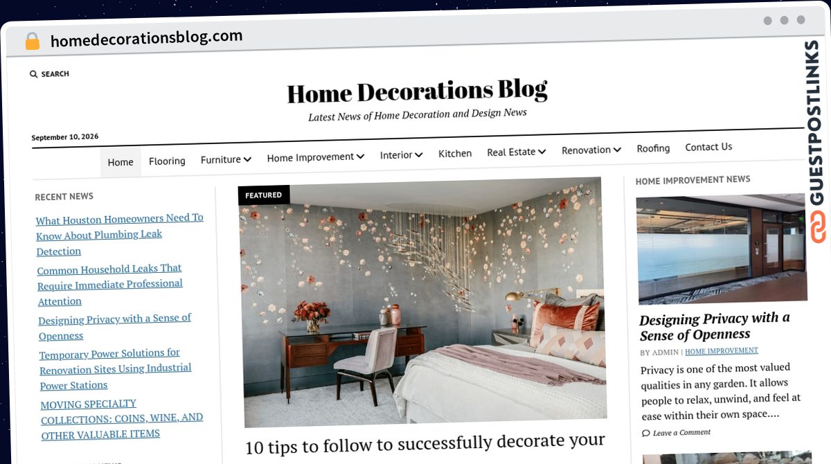 Publish Guest Post on homedecorationsblog.com