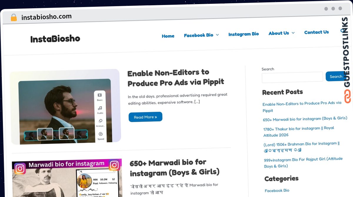 Publish Guest Post on instabiosho.com