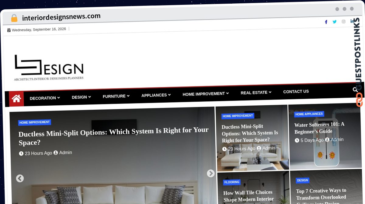 Publish Guest Post on interiordesignsnews.com