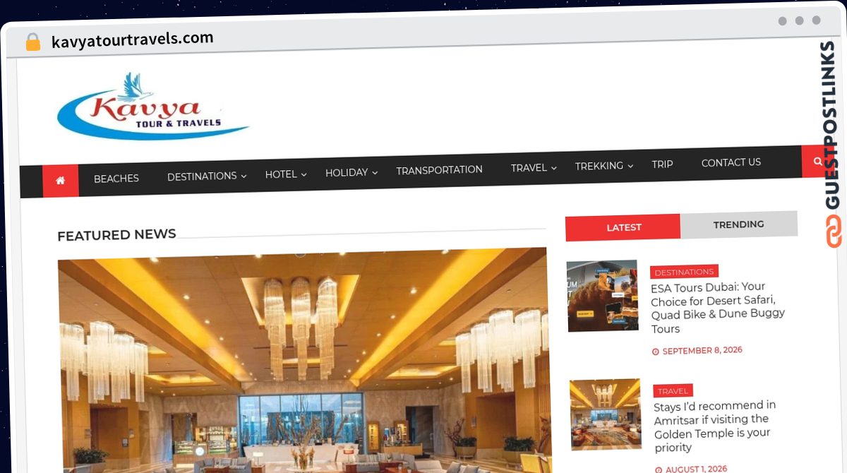 Publish Guest Post on kavyatourtravels.com