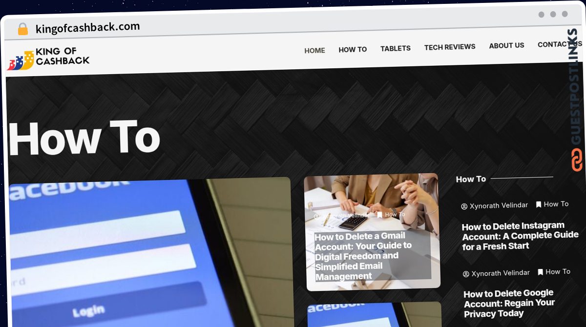 Publish Guest Post on kingofcashback.com