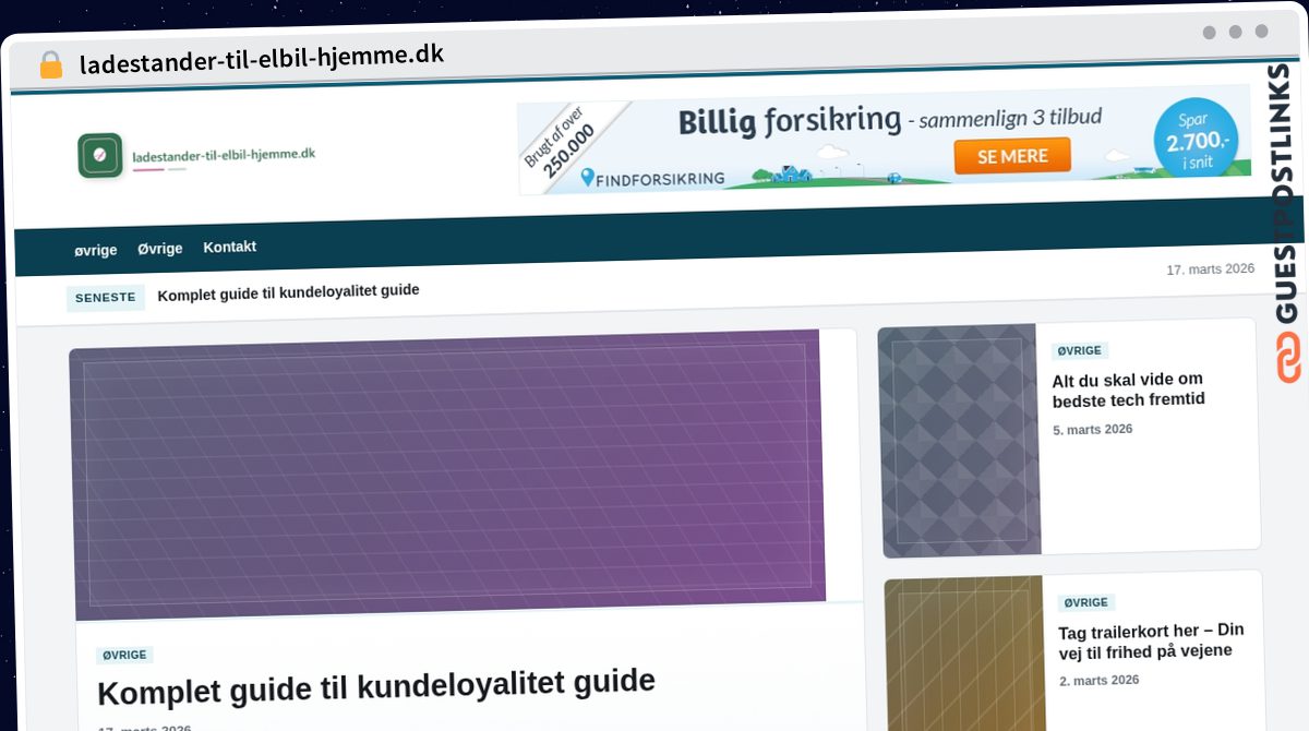 Publish Guest Post on ladestander-til-elbil-hjemme.dk