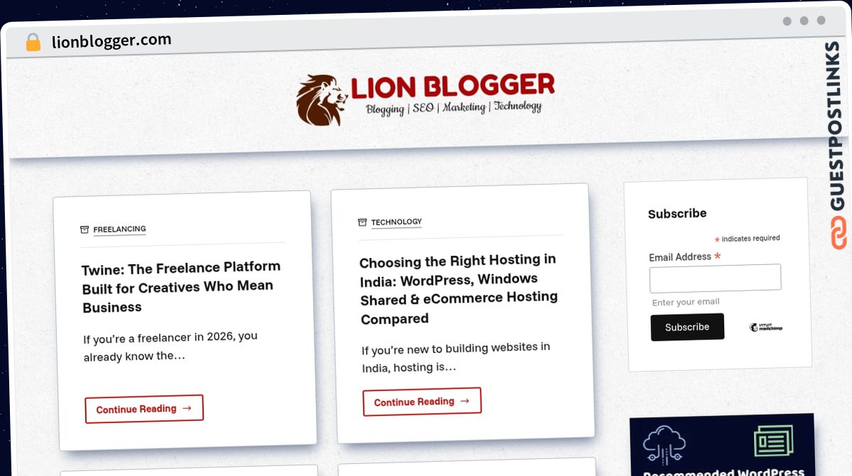 Publish Guest Post on lionblogger.com